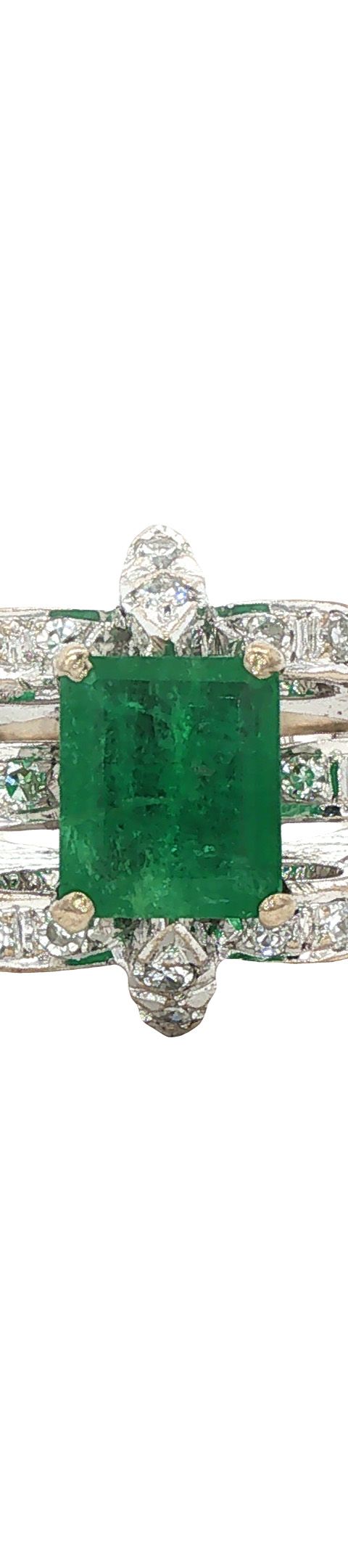 Vintage 12K Gold Ring with Emerald and Diamond